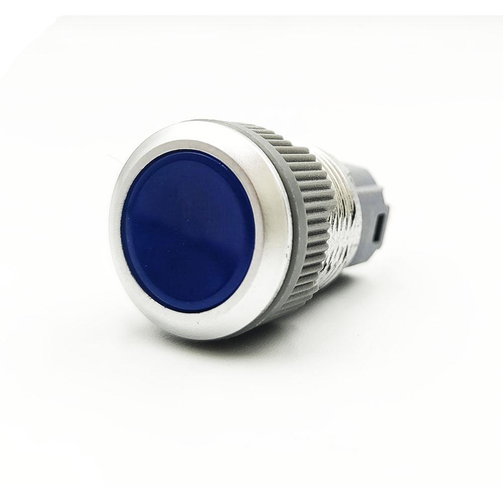 16mm 220V 5 Pins Blue Colour Flat Head Plastic Latching Switch.