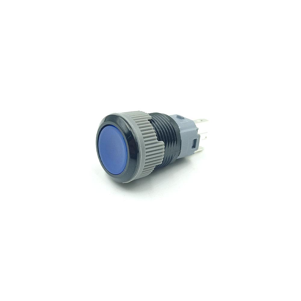 16mm 3-6v 5 Pins Blue Colour Flat Head Plastic Non-Latching Switch.