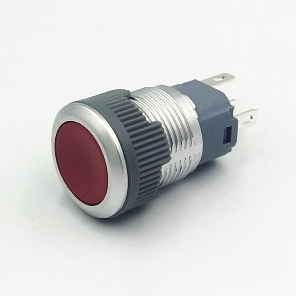 16mm 3-6v 5-pins Red Flat Head Latching Plastic Switch