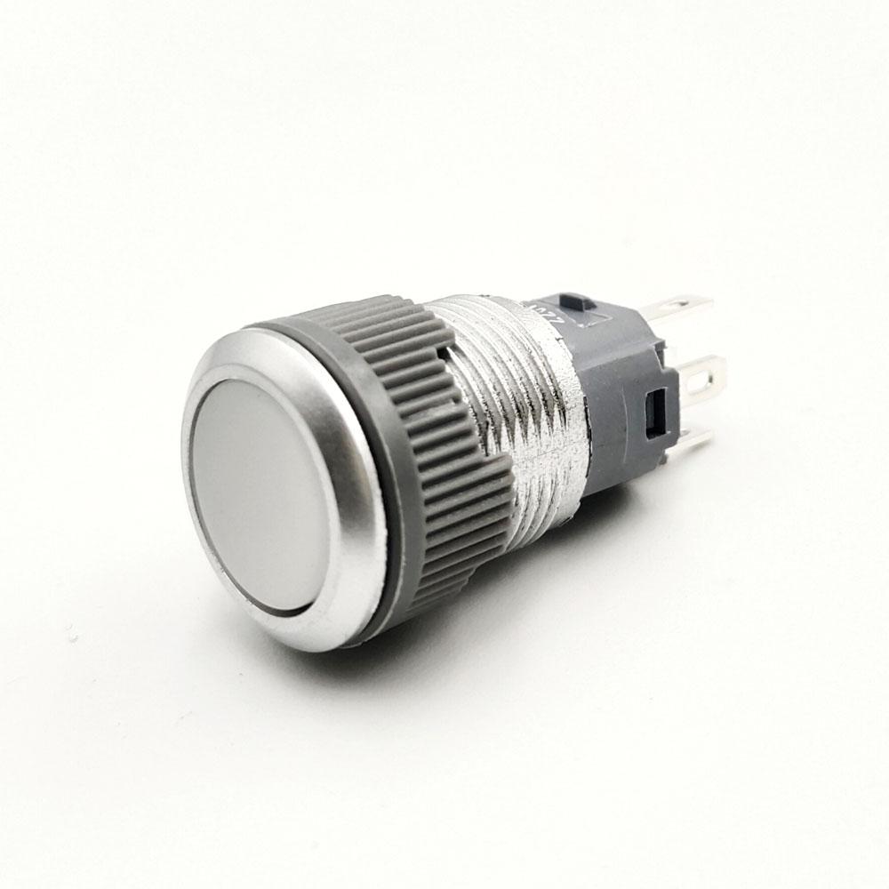 16mm 3-6v 5-pins White Flat Head Latching Plastic Switch