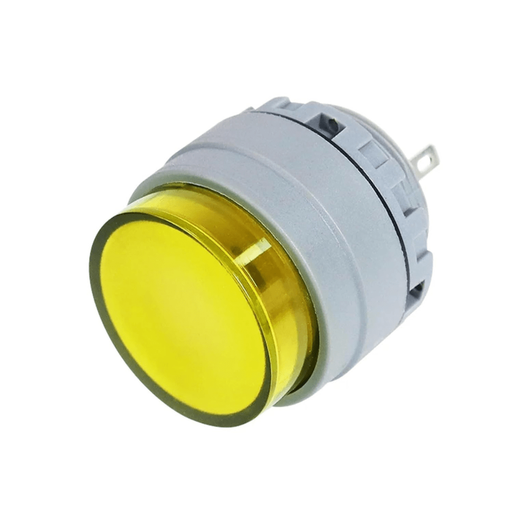 22mm 220V 1NO1NC Ultra Short Yellow Self-Locking with Light Waterproof Circular Button Switch