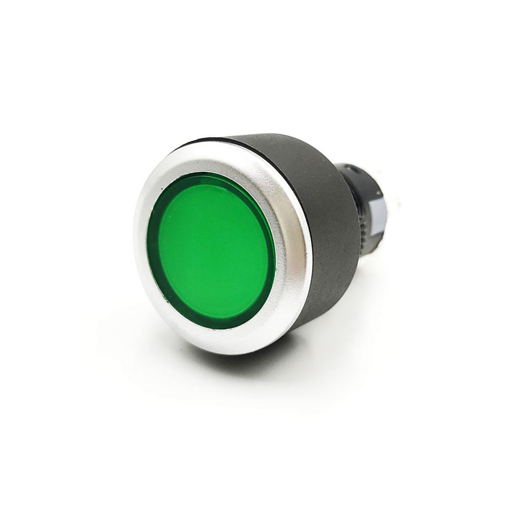 22mm 220V 5 Pins Green Colour Flat Head Plastic Latching Switch.
