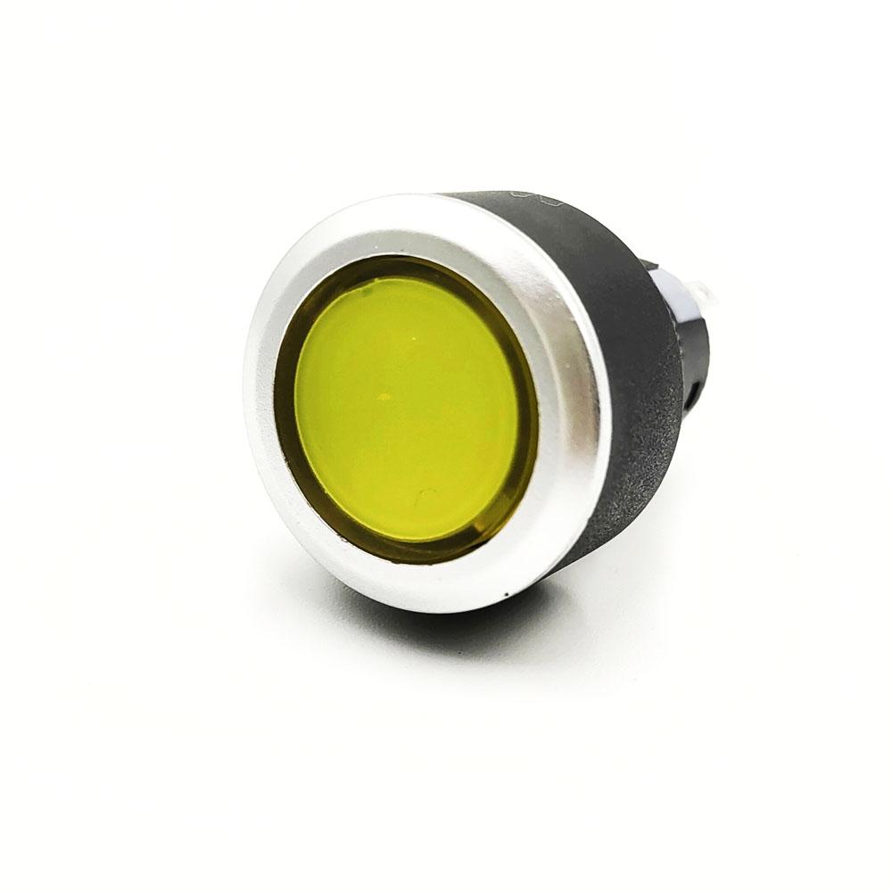 22mm 220V 5 Pins Yellow Colour Flat Head Plastic Latching Switch.