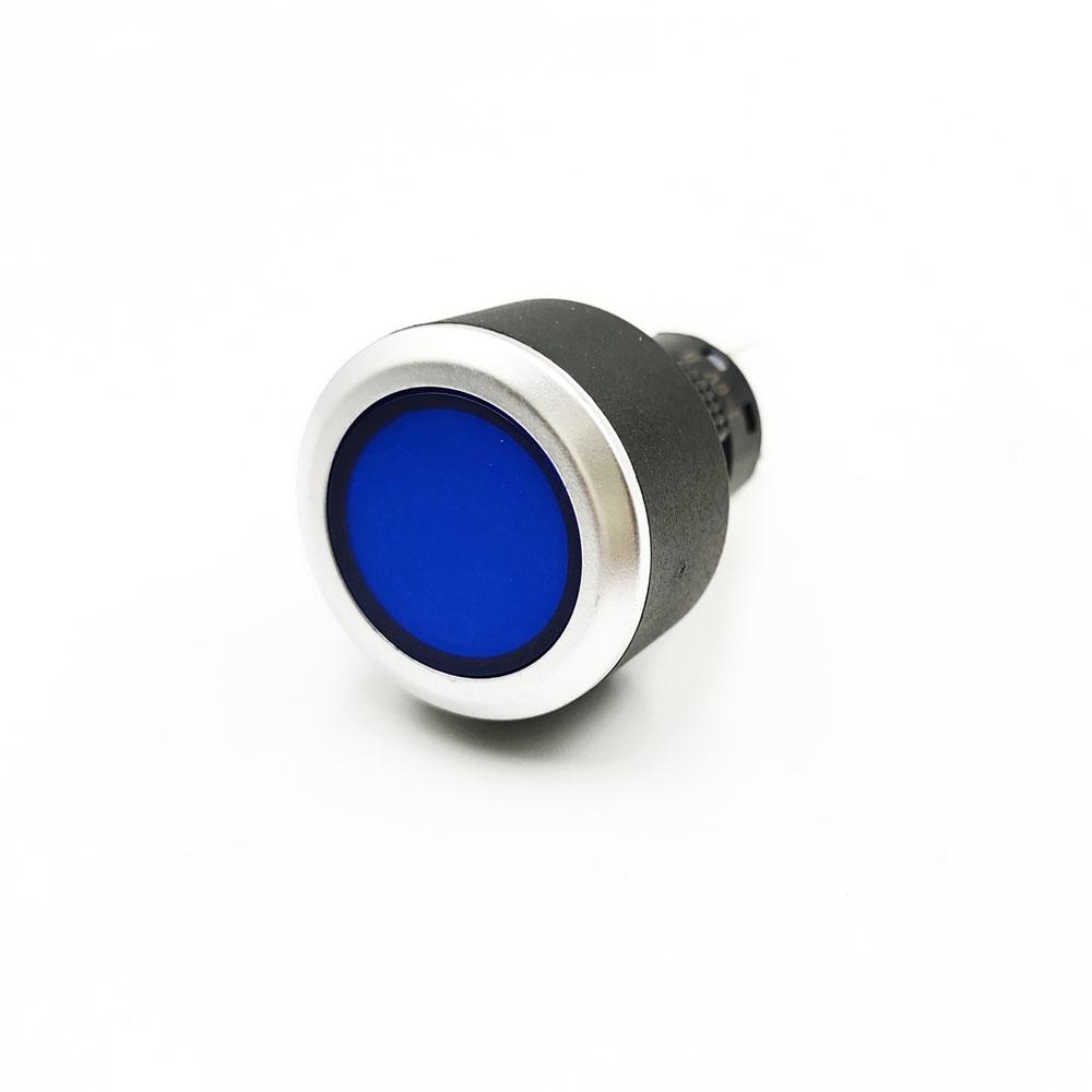22mm 3-48V 5 Pins Blue Colour Flat Head Plastic Latching Switch