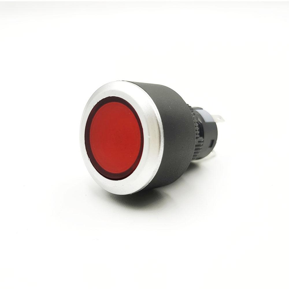 22mm 3-6v 5 Pins Red Colour Flat Head Plastic Non-Latching Switch.