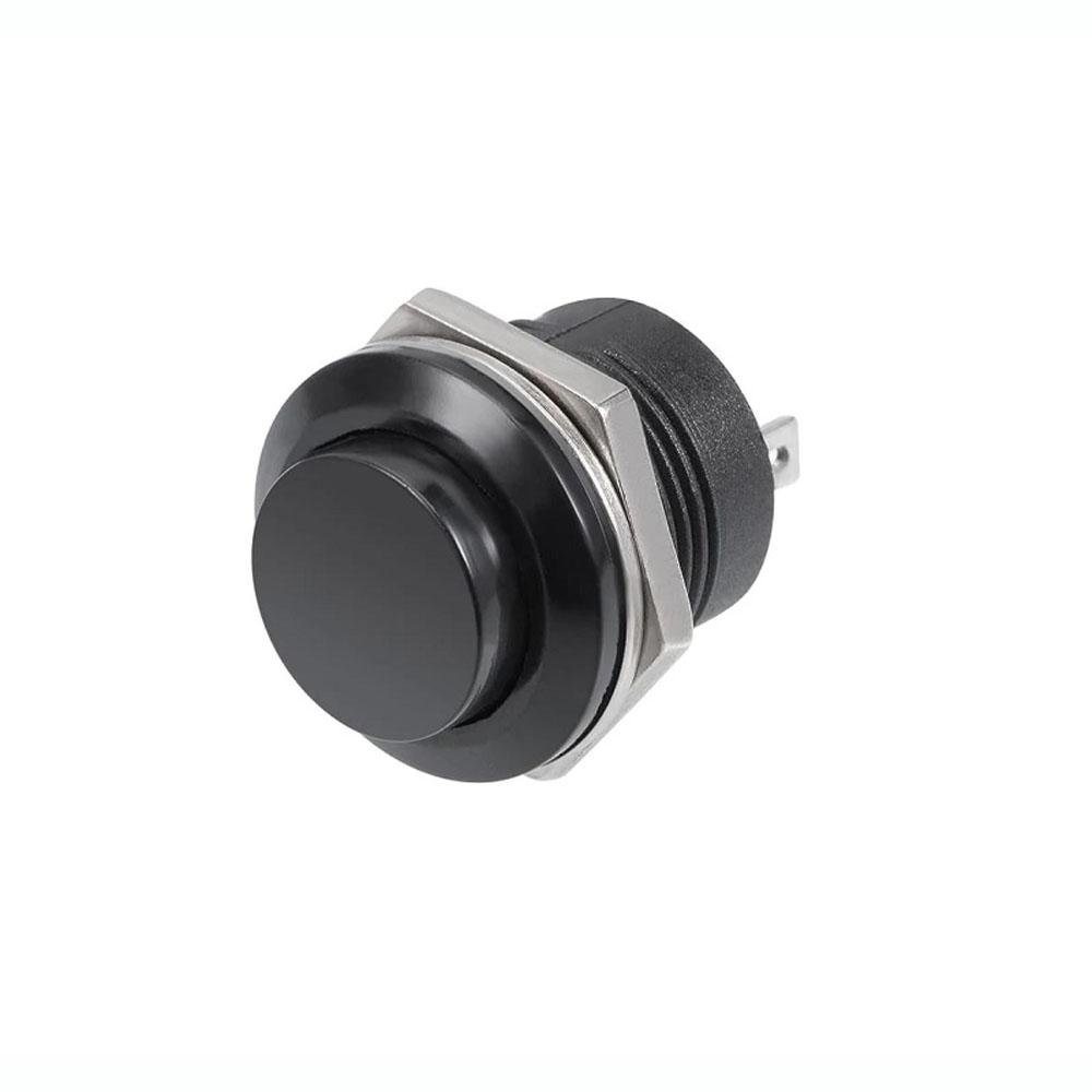 R13-507 – 16mm 2 Pin Momentary Round Push Button – Black (pack of 2)