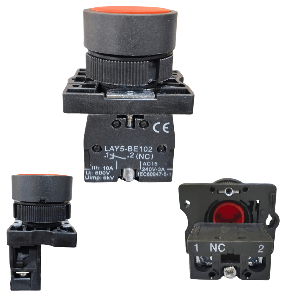 LAY5-BE101 22mm 1NC Red Momentary Push Button Switch – Plastic Head