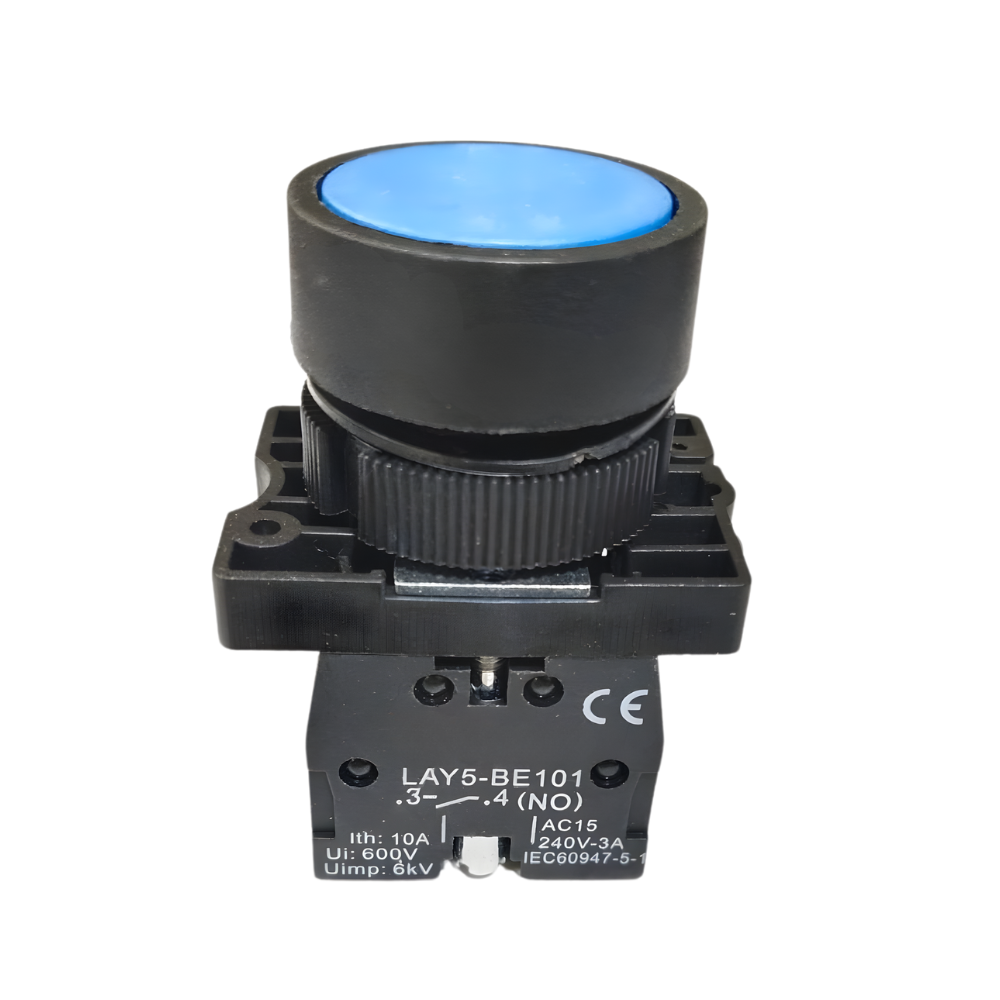 LAY5-BE101 22mm 1NO 10A Blue Momentary Plastic Head Push Button Switch