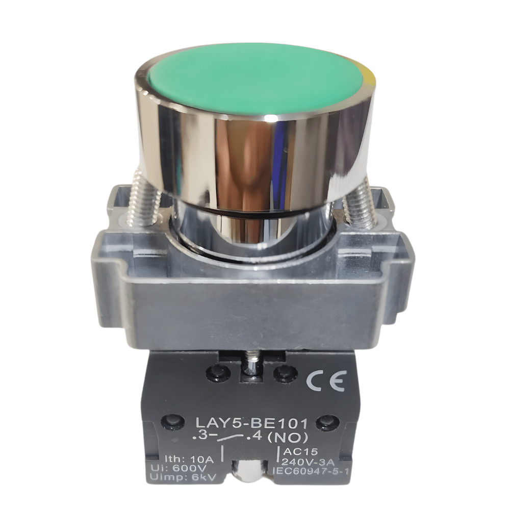 LAY5-BE101 22mm 1NO 10A Green Momentary Metal Head Push Button Switch