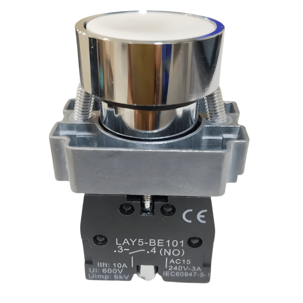 LAY5-BE101 22mm 1NO 10A White Momentary Metal Head Push Button Switch