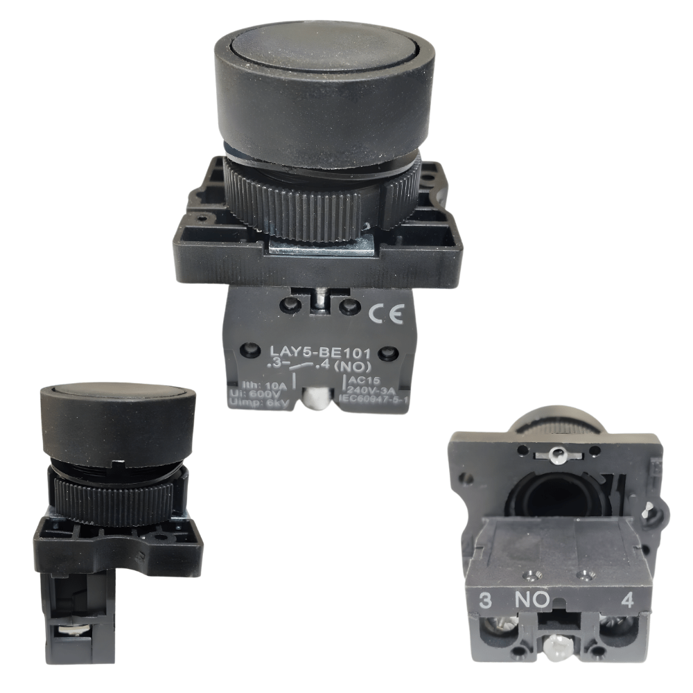 LAY5-BE101 22mm 1NO Black Momentary Push Button Switch – Plastic Head