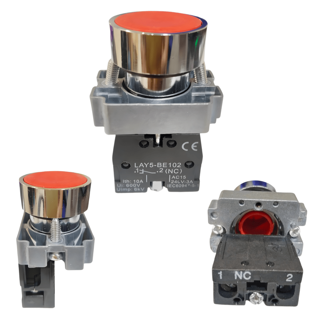 LAY5-BE102 22mm 1NO 10A Red Momentary Metal Head Push Button Switch