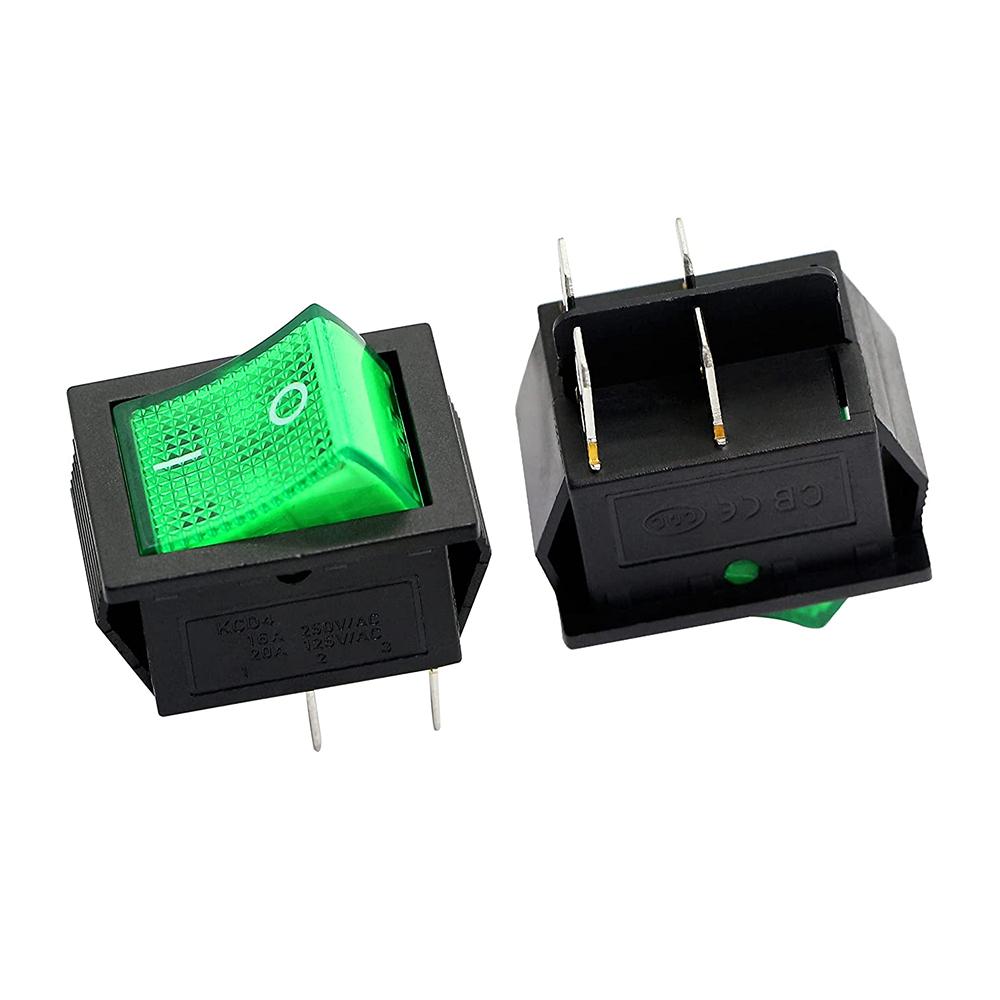 16A 250V Rocker Switch With Green Light – Industrial Grade