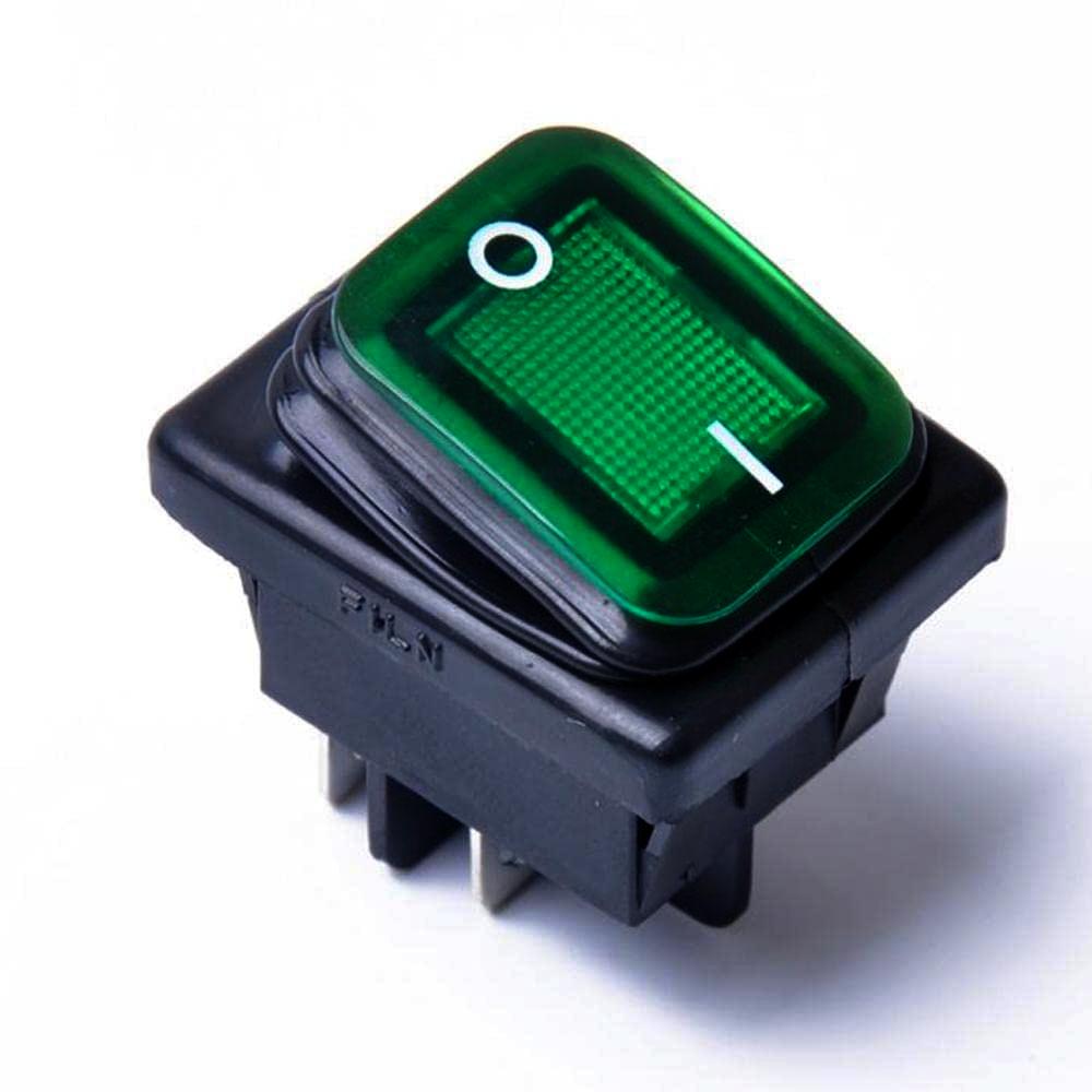 30A 12V CE ON-OFF Green Illuminated 4 Pin 2 Position Rocker DPST Switch