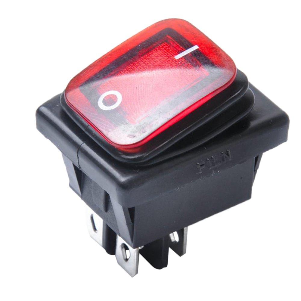30A 12V CE ON-OFF Red Illuminated 4 Pin 2 Position Rocker DPST Switch