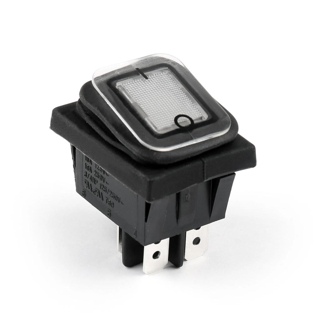 30A 250V UL CE ON-OFF White Illuminated 4 Pin 2 Position Rocker DPST Switch