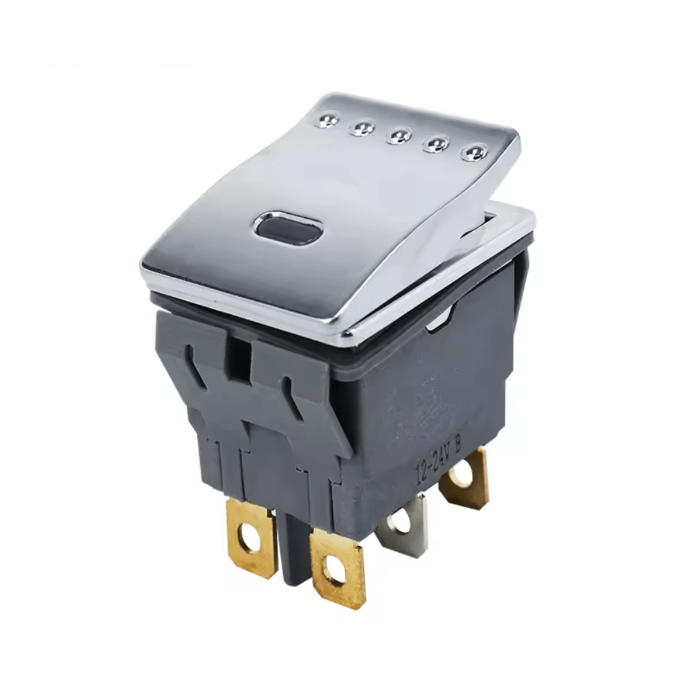 DPDT 20A 2NO 2NC High Current 28*22mm Waterproof Rocker Switch With 12-24V LED Light- Red