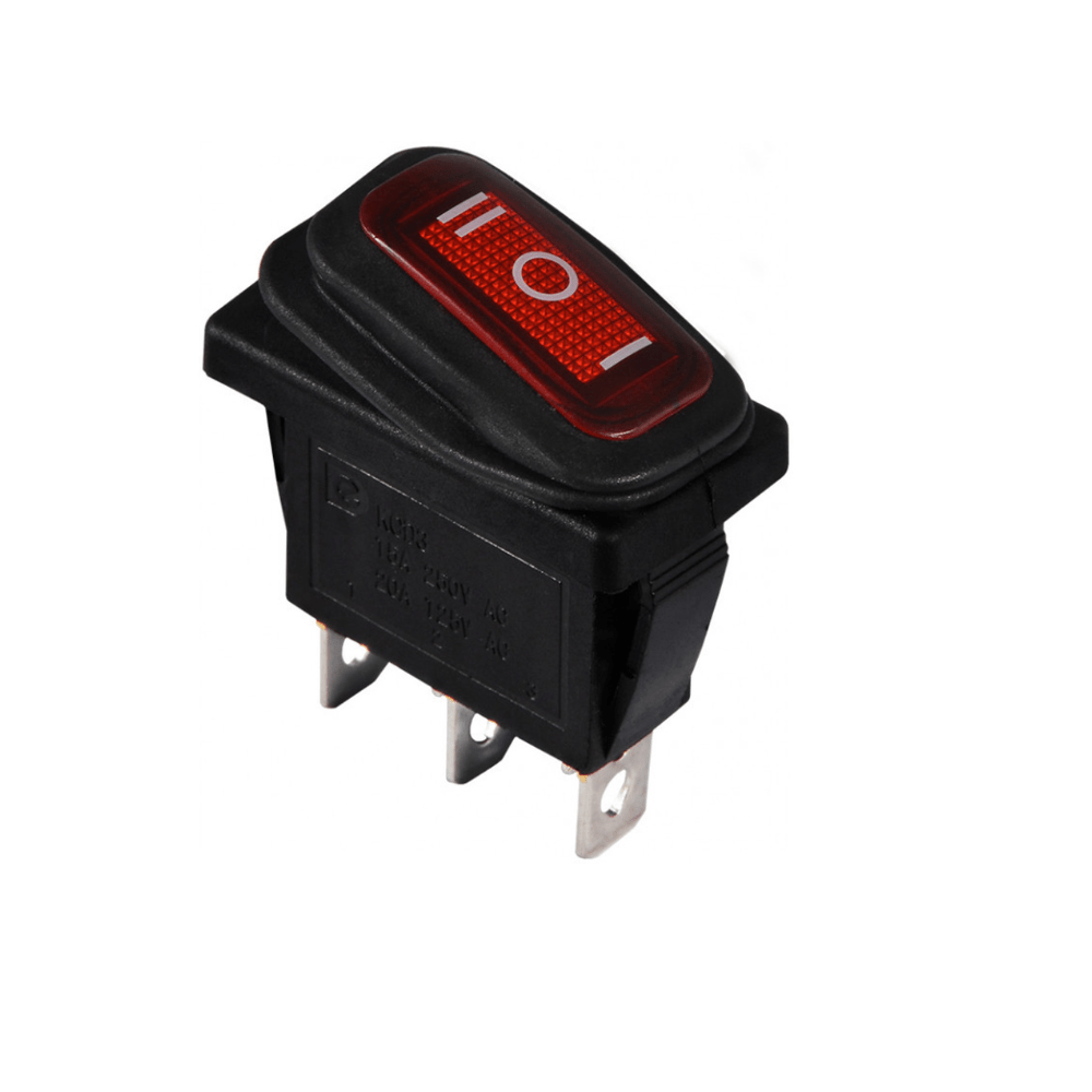KCD3 15A 250V ON-OFF-ON Red 3 Pin Rocker SPDT Waterproof Switch
