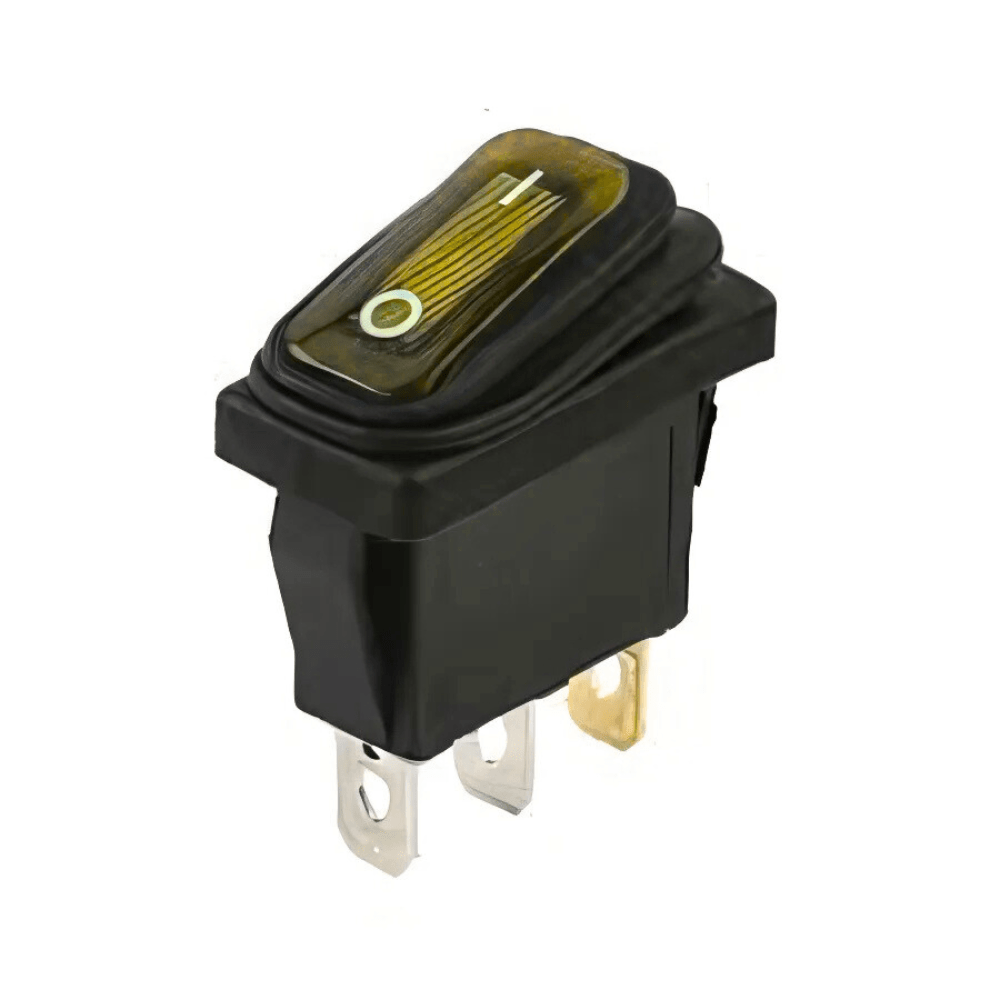KCD3 15A 250V Yellow SPST ON-OFF Rocker Waterproof Switch with Light
