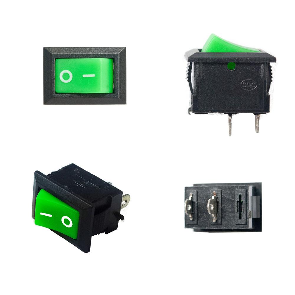 Rocker Switch Green 6A 250V AC SPST NON- ILLUMINATED (Pack of 2)