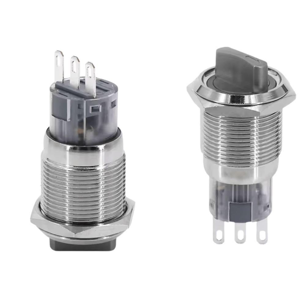 22mm 3Pin 1NO 1NC 2Position Non-Latching Metal Rotary Selector Switch