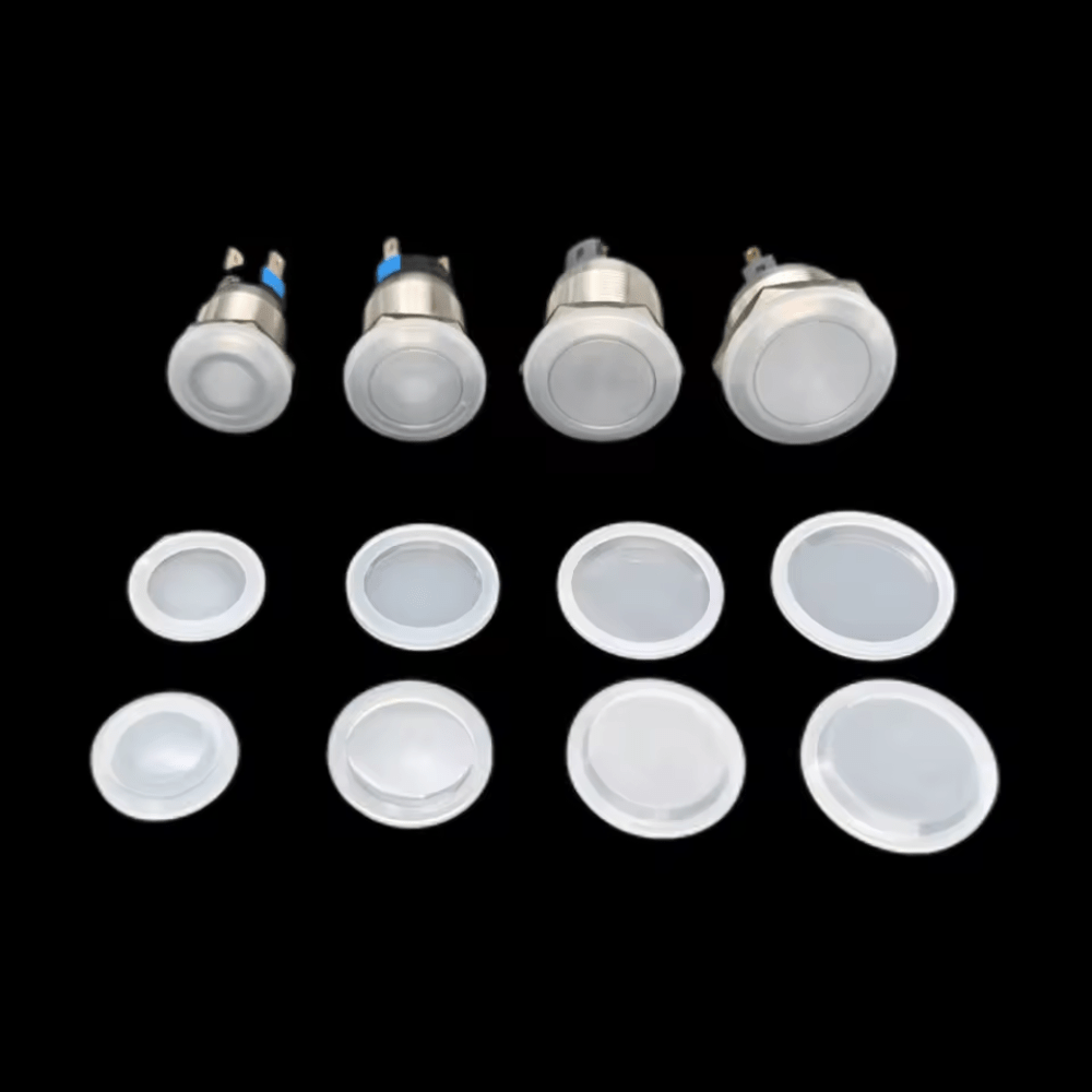 12mm Metal Switch Flat Head Button Silicon Cap Dia 16×5.9mm (2 Pcs)