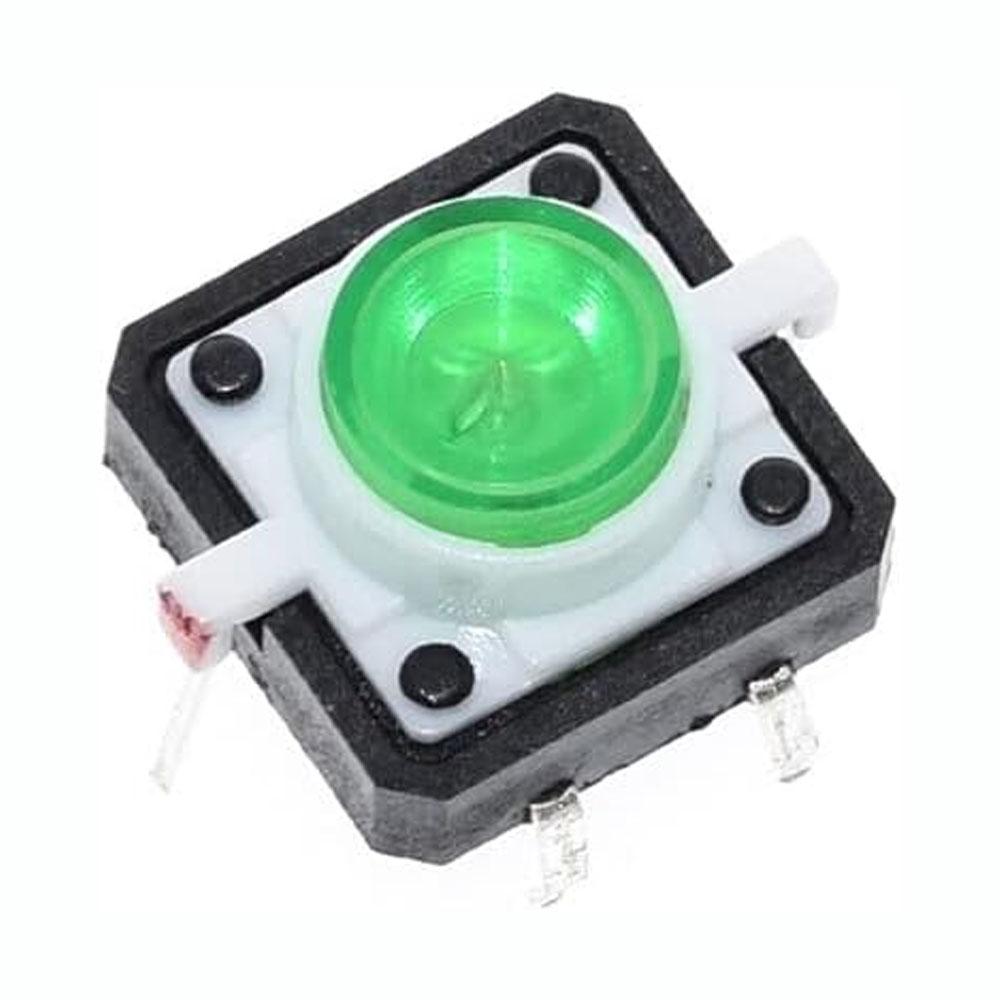 12mm x 12mm Tactile Push Button Switch with Green LED-2PCS