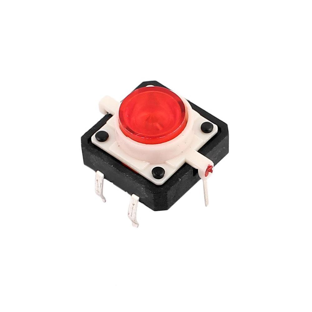 12mm x 12mm Tactile Push Button Switch with Red LED-2PCS