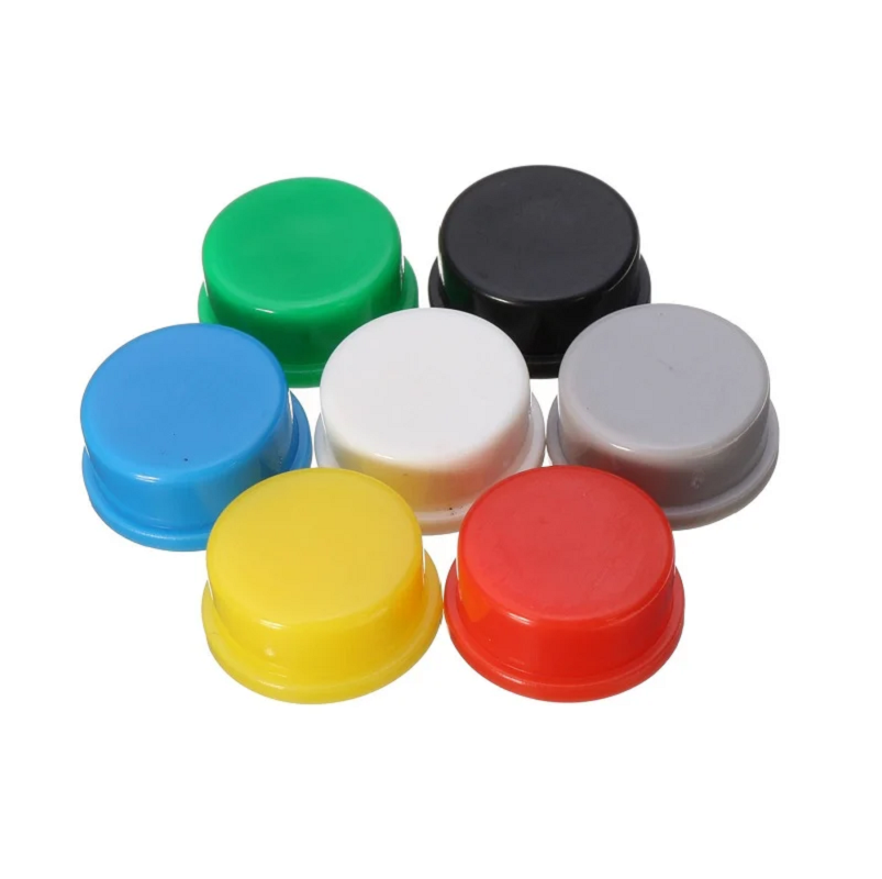 12x12x7.3 mm Round Cap for Square Tactile Switch -Black (10 Pcs)