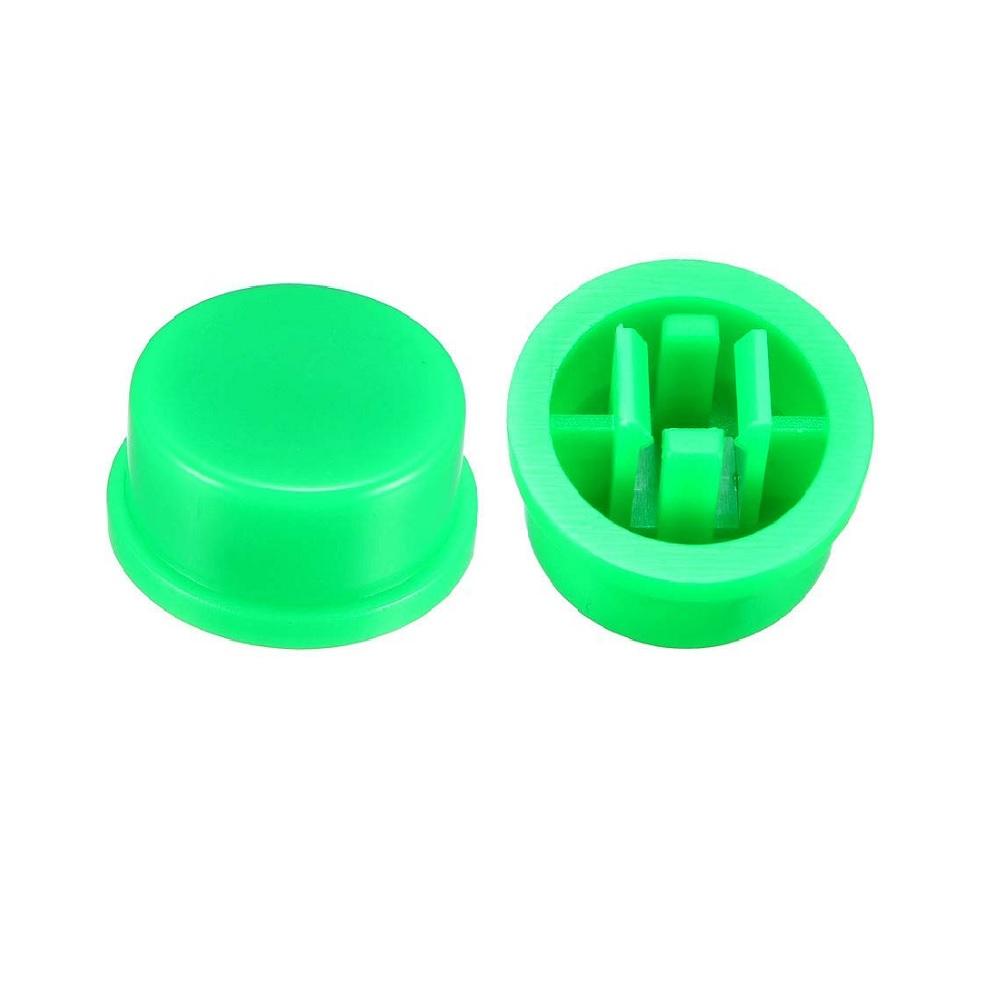 12x12x7.3 mm Round Cap for Square Tactile Switch -Green (25Pcs)