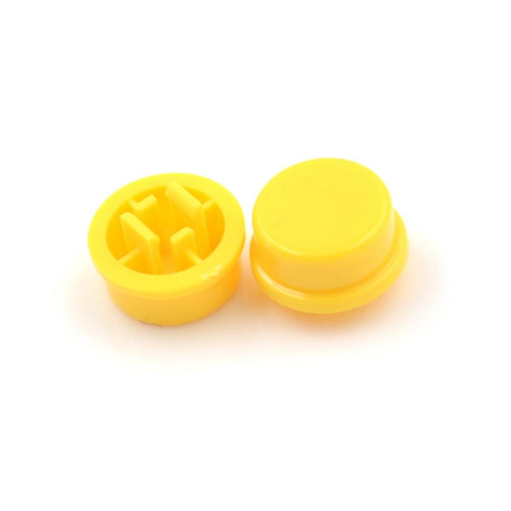 12x12x7.3 mm Round Cap for Square Tactile Switch-Yellow (25Pcs)