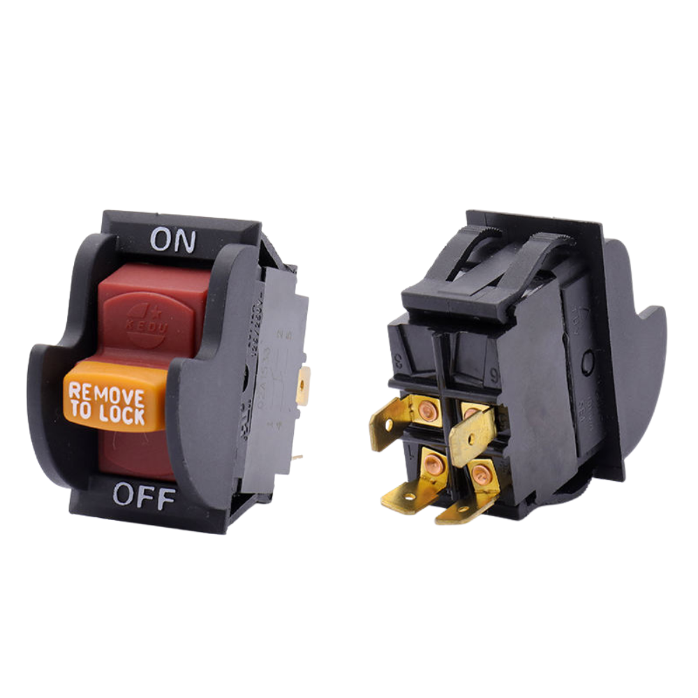 HY7-4P Safety Household Electrical Key Switch Table Saw On-Off Toggle Switch SPST DPST Self-locking Trigger Switch
