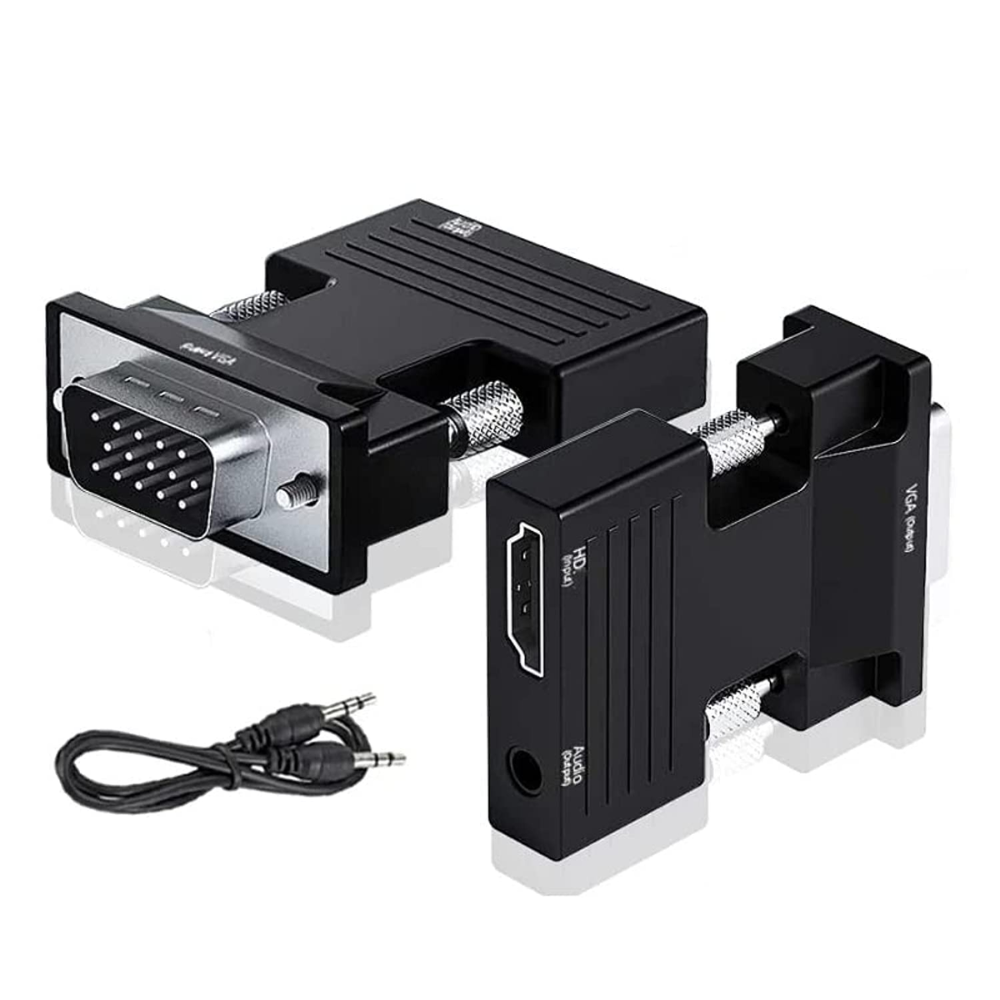 HDMI to VGA Adapter Converter with 3.5mm Stereo Audio, Active Female HDMI to VGA Male 1080p Video Dongle adaptor for Laptop PC PS3 Xbox STB Blu-ray DVD TV Stick Roku