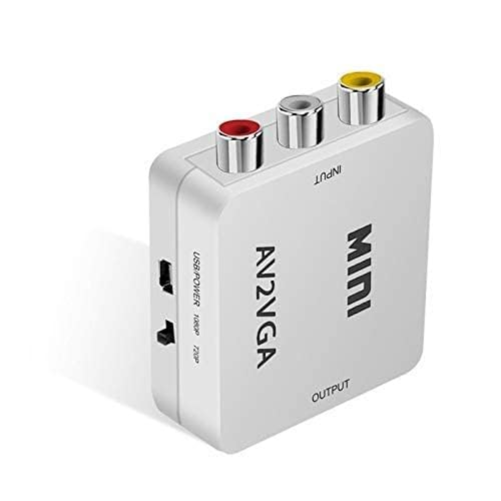 Mini HD AV2VGA Video Converter Convertor Box RCA CVBS to VGA Video Converter Conversor with 3.5mm Audio to PC HDTV Converter (NOT Work VGA to AV)-TD-657VC