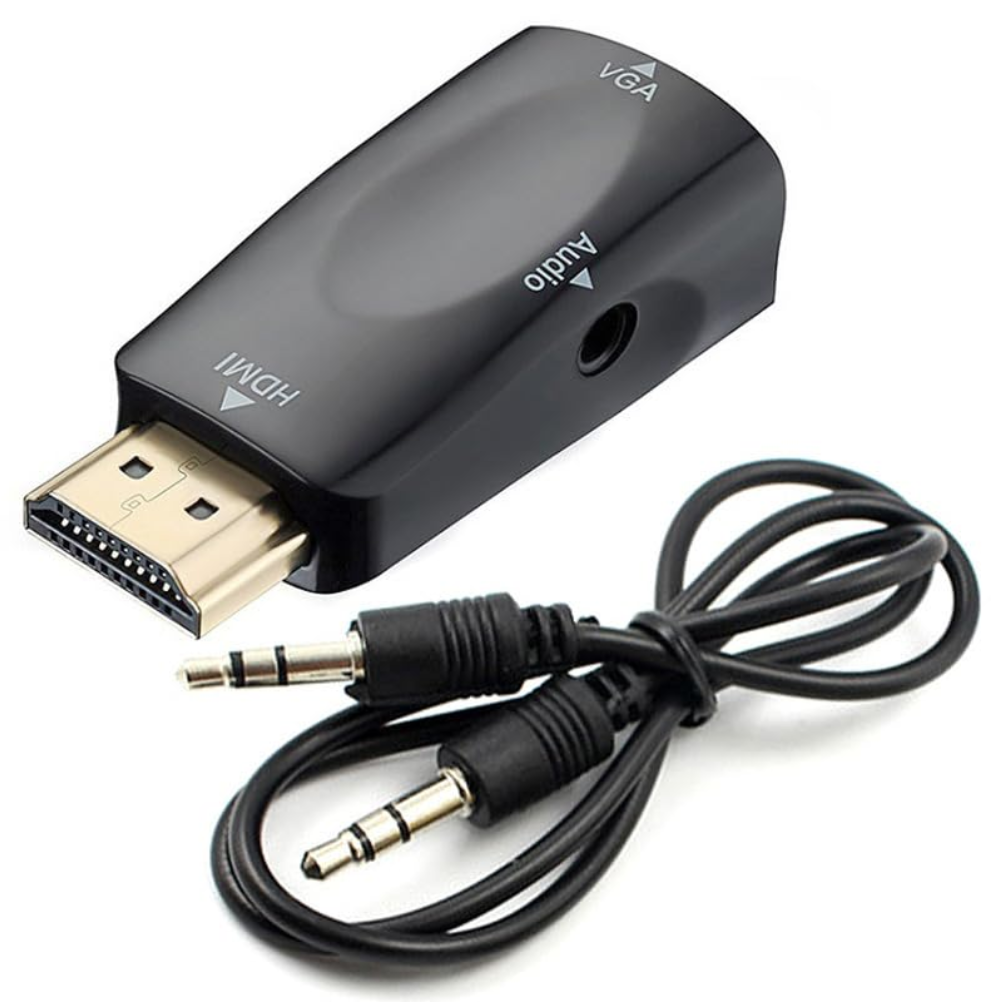 HDMI to VGA Adapter with Audio Jack, 1080P HDMI Male to VGA Female Converter, Active HD MI to VGA Dongle with 3.5mm AUX for Laptop, PC, PS4, Xbox, TV Box, Monitor, Projector