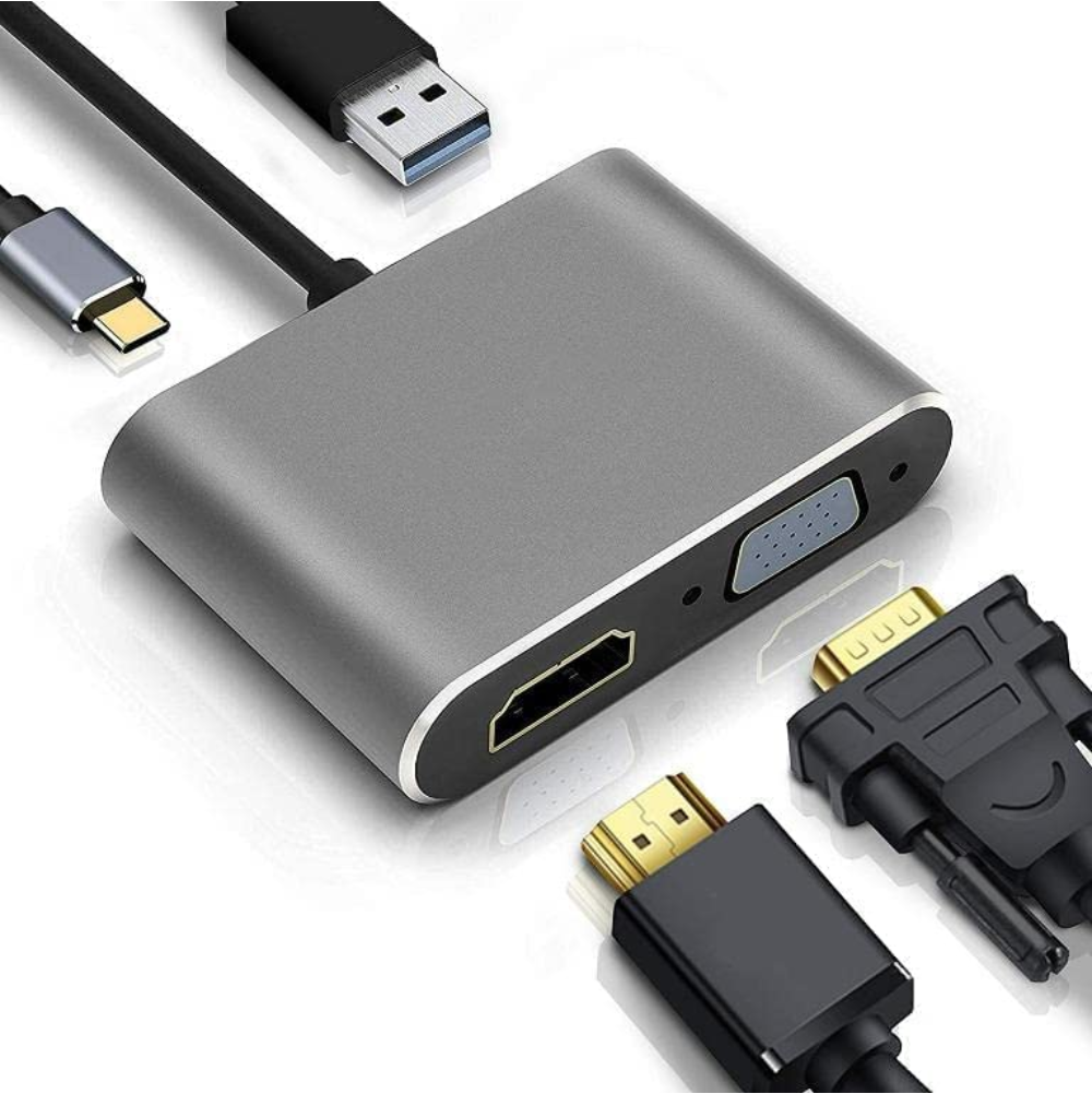 4 in 1 Type-C to HDMI 4K VGA USB C 3.0 Hub PD Adapter Audio Video Converter