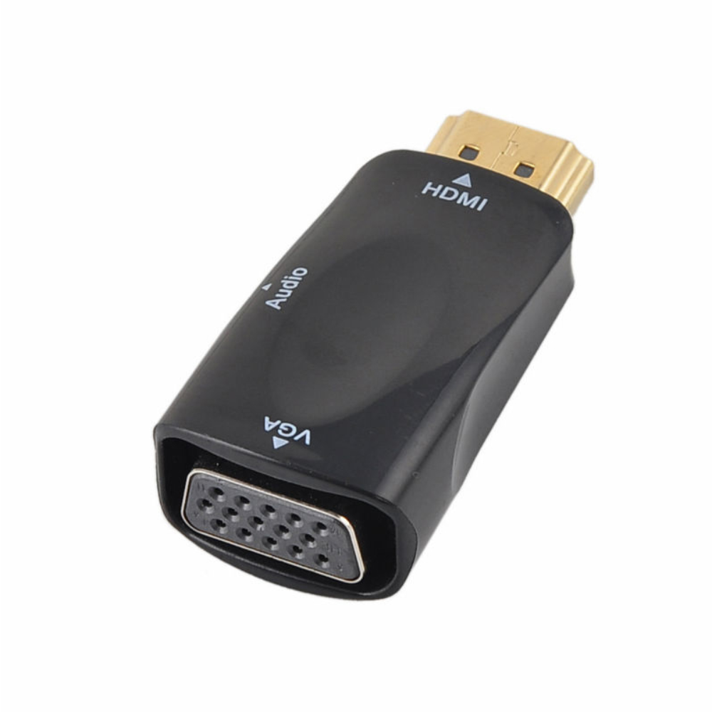 HDMI to VGA Adapter with Audio Jack, 1080P HDMI Male to VGA Female Converter, Active HD MI to VGA Dongle with 3.5mm AUX for Laptop, PC, PS4, Xbox, TV Box, Monitor, Projector