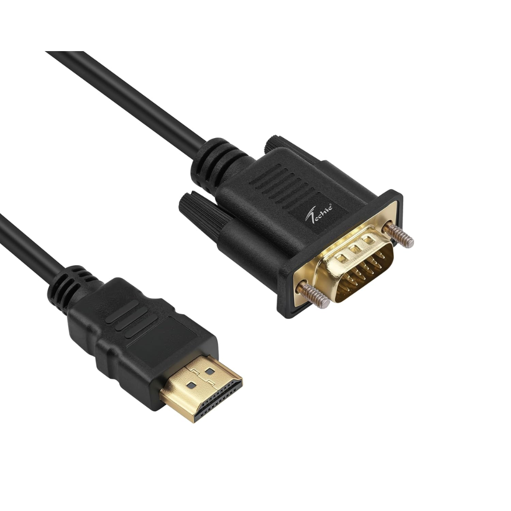 HDMI to VGA Cable 1.8m Full HD 1080p 60Hz Display Adapter Cable Plug-and-Play Digital to Analog Converter, HDMI (Male) to VGA (Male) Video Adapter with 24K Gold-Plated Connectors (Black)