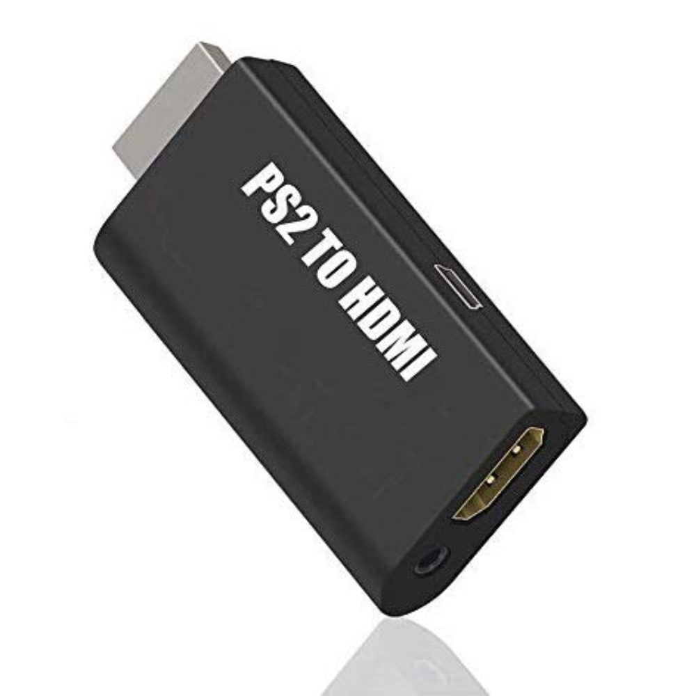 PS2 to HDMI 480i/480p/576i Audio Video Converter Adapter with 3.5mm Audio Output Supports for PS2 Display Modes (Black)(TD-313GA-03)