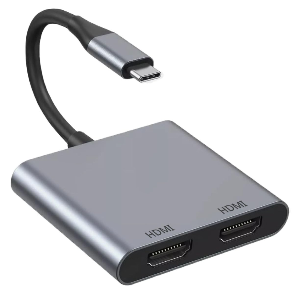 USB C to Dual HDMI Adapter, Type C to HDMI Splitter Extended Display for MacBook/MacBook Pro Air Dell XPS13/15, Samsung Galaxy S9/S9+ (MST Only Support Windows OS) (USB C to Dual HDMI)